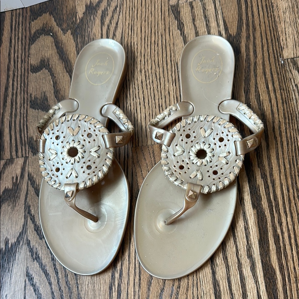 Jack Rogers Gold Jelly Sandals - Women's Thong Slide